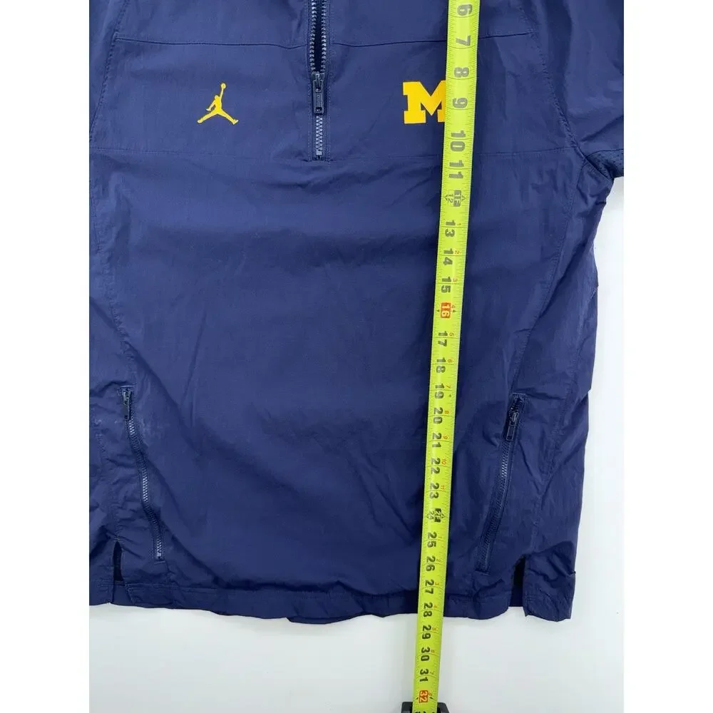Jordan Michigan Wolverines Pullover Windbreaker Jacket Mens Medium Blue